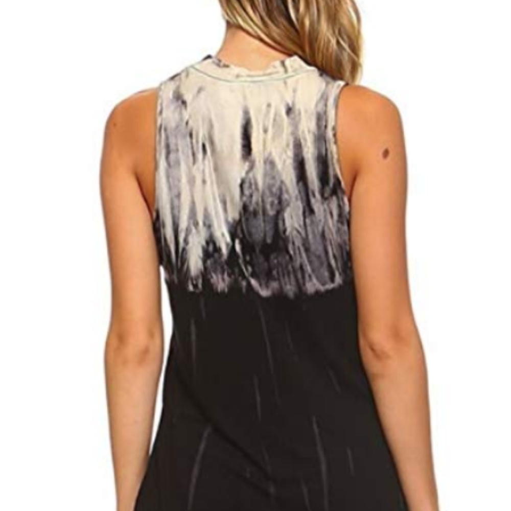 Sleeveless Tie Dye Tunic Collar V Neck Razor Back - Picture 4 of 5